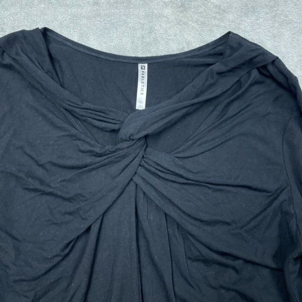 Fabletics Womens Twist Front Long Sleeve Top XL Black a1511 - Picture 2 of 9